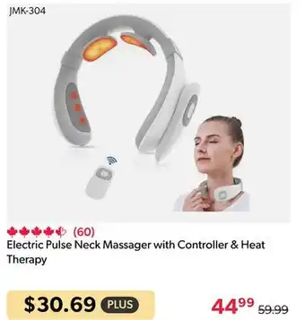 Shopper+ Electric pulse neck massager with controller & heat therapy offer