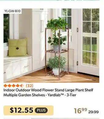 Shopper+ Indoor outdoor wood flower stand large plant shelf multiple garden shelves - yardlab - 3-tier offer