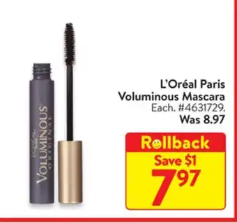 Walmart L'oreal paris voluminous mascara offer
