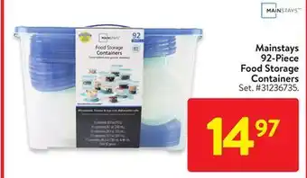 Walmart Mainstays 92 piece food storage containers offer