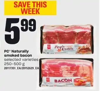 Independent Grocer Pc naturally smoked bacon, 250-500 g offer