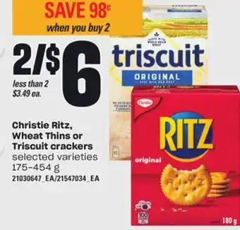 Independent Grocer Christie ritz, wheat thins or triscuit crackers, 175-454 g offer
