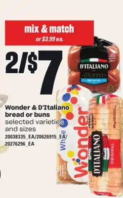 Independent Grocer Wonder & d'italiano bread or buns offer