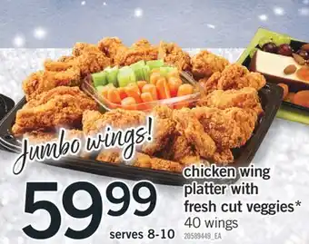 Fortinos Chicken wing platter with fresh cut veggies*, 40 wings serves 8-10 offer