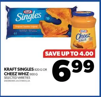 Real Canadian Superstore Kraft singles, 820 g or cheez whiz, 900 g offer