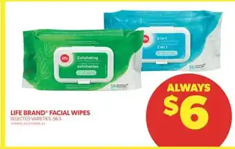 Real Canadian Superstore Life brand facial wipes, 56's offer