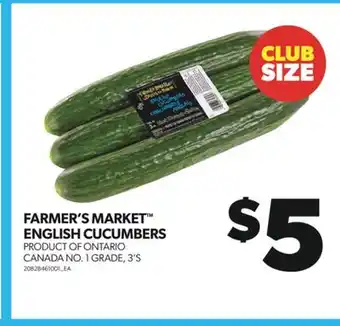 Real Canadian Superstore Farmer's market english cucumbers, 3's offer