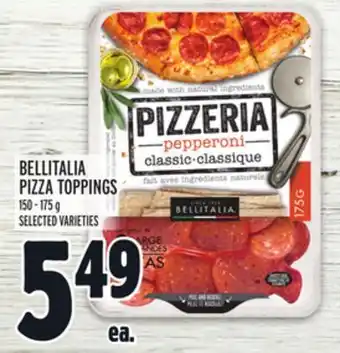 Metro Bellitalia pizza toppings offer