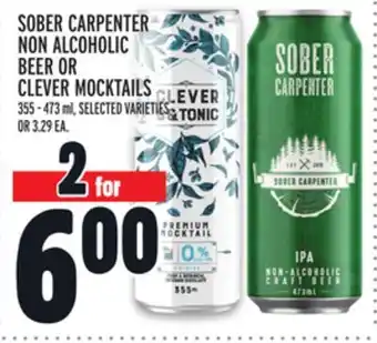 Metro Sober carpenter non alcoholic beer or clever mocktails offer