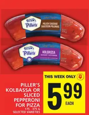 Food Basics Piller's kolbassa or sliced pepperoni for pizza offer