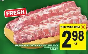 Food Basics Fresh pork back ribs vacuum pack offer