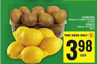 Food Basics Lemons or kiwis offer