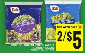 Food Basics Dole colourful coleslaw or garden salad offer
