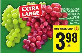 Food Basics Extra large red or green seedless grapes offer