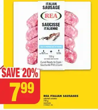 No Frills Rea italian sausages, 720 g offer