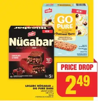 No Frills Leclerc nügabar or go pure bars, 140-175 g offer