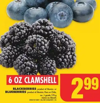 No Frills Blackberries or blueberries, 6 oz clamshell 170 g offer