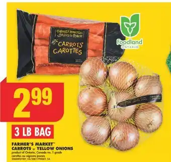 No Frills Farmer's market carrots or yellow onions, 3 lb bag offer