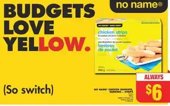 No Frills No name chicken nuggets, burgers or strips, 908 g offer