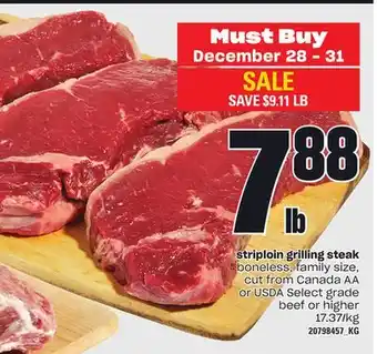 Loblaws Striploin grilling steak offer