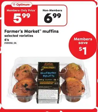 Loblaws Farmer's market muffins, 6's offer