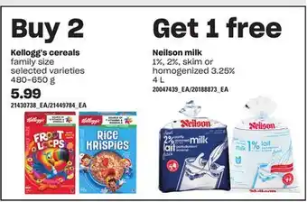 Loblaws Kellogg's cereals, 480-650 g offer