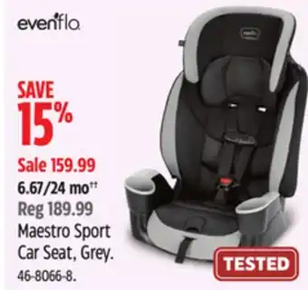 Canadian Tire Evenflo maestro sport car seat, grey offer