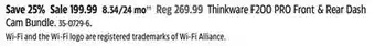 Canadian Tire Thinkware f200 pro front & rear dash cam bundle offer