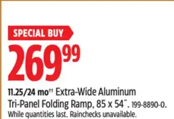Canadian Tire Maxworks extra-wide aluminum tri-panel folding ramp, 85 x 54˝ offer