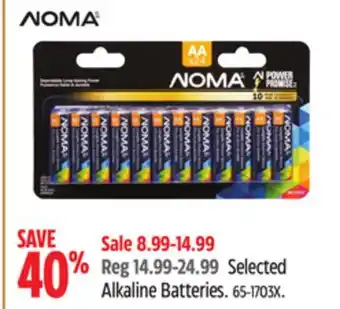 Canadian Tire Noma selected alkaline batteries offer