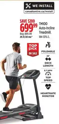 Canadian Tire Sunny tm100 auto-incline treadmill offer