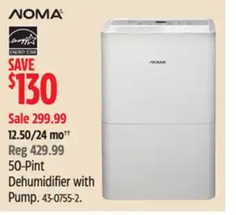 Canadian Tire Noma 50-pint dehumidifier with pump offer