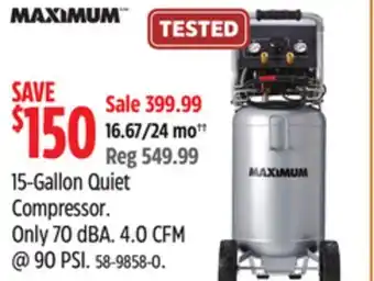 Canadian Tire Maximum 15-gallon quiet compressor offer