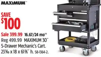 Canadian Tire Maximum 5-drawer mechanic's cart offer