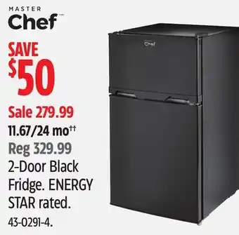 Canadian Tire Master chef 2-door black fridge offer