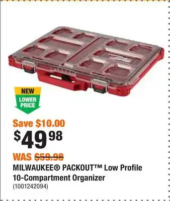 Home Depot Milwaukee packout low profile 10-compartment organizer offer
