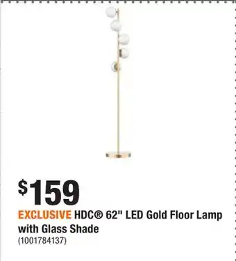 Home Depot Exclusive hdc 62 led gold floor lamp with glass shade offer