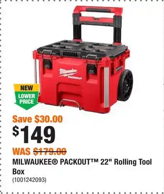 Home Depot Milwaukee packout 22 rolling tool box offer