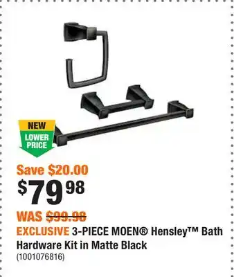 Home Depot Exclusive 3-piece moen hensley bath hardware kit in matte black offer