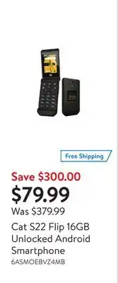 Walmart Cat s22 flip 16gb unlocked android smartphone offer