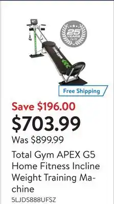 Walmart Total gym apex g5 home fitness incline weight training machine offer