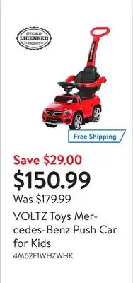 Walmart Voltz toys mercedes-benz push car for kids offer