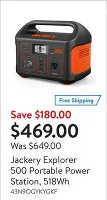 Walmart Jackery explorer 500 portable power station, 518wh offer