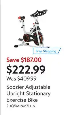 Walmart Soozier adjustable upright stationary exercise bike offer