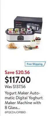 Walmart Yogurt maker automatic digital yoghurt maker machine with 8 glass jars 48 ozs (6oz each jar) lcd display with constant temper offer