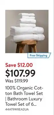 Walmart 100% organic cotton bath towel set | bathroom luxury towel set of 6 | gots certified | hotel premium towels | 700 gsm | 2 bat offer