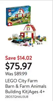 Walmart Lego city farm barn & farm animals building kit|ages 4+ offer