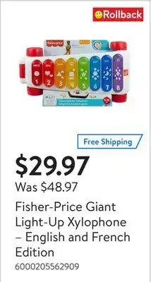 Walmart Fisher-price giant light-up xylophone – english and french edition offer
