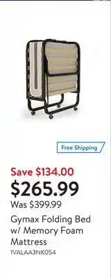 Walmart Gymax folding bed w/ memory foam mattress offer