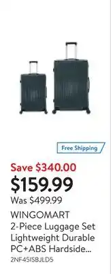 Walmart Wingomart 2-piece luggage set lightweight durable pc+abs hardside luggage, double spinner wheels, tsa lock - 20in & 28in offer